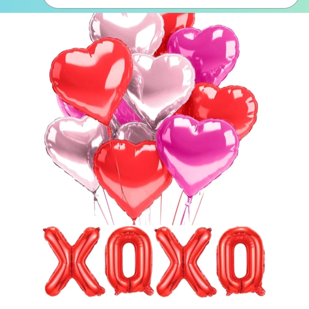 Red and Pink Heart Balloon Set